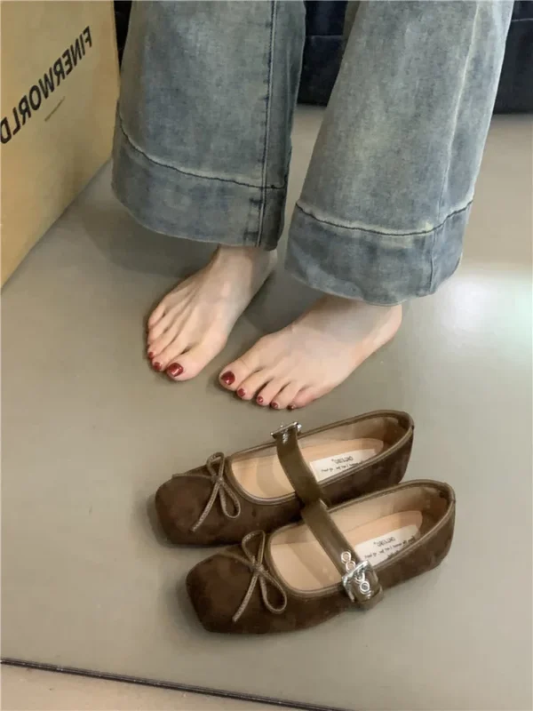 Women's Flat Bow Ballet Shoes – Silver Buckle Mary Jane Pumps & Casual Ballerina Flats - Image 6