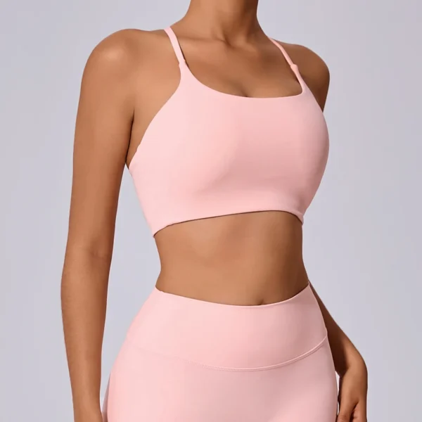 Sexy Cross Backless Sport Bra with Cups Women's Underwear Workout Top for Fitness Yoga Wear Sportswear Woman Gym Active Bra Red - Image 4