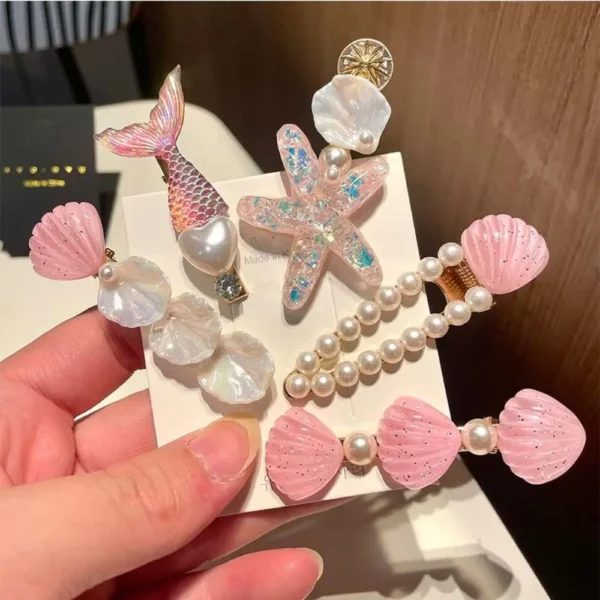 1/5Pcs Shell Starfish Hair Clips Ocean Series Mermaid Hairpins Girls Summer Beach Bang Clip Princess Barrette Hair Accessories - Image 2