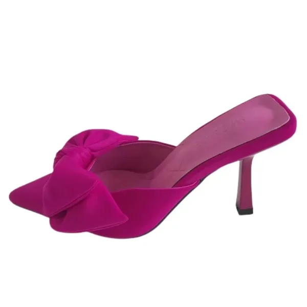 New Big Butterfly-knot Women High Heel Slippers Sandals Shallow Pointed Toe Mules Stripper High Heel Pumps Ladies Shoes - Image 2