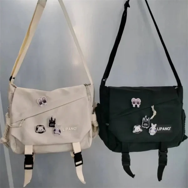 Japanese Simple Messenger Bag Korean Bag Student Nylon Waterproof Canvas Bag Crossbody Bags for Women Satchels - Image 4