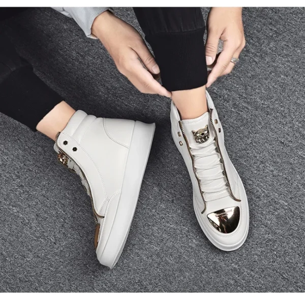 Designer Men Shoes New Fashion High Top Men's Sneakers Men Flat Casual Sneakers Zipper Street Hip Hop Shoes Men Superstar Shoes - Image 4