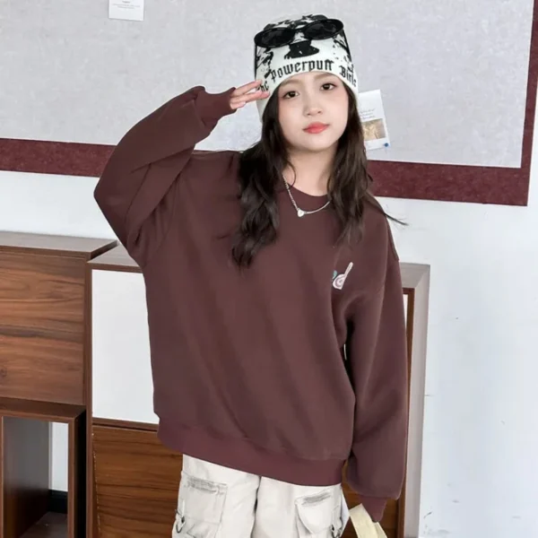 Children Round Neck Pullover Autumn Spring Long Sleeved T-shirts Women Print Hoodies Round Neck Pullover Fashion Hip Hop
