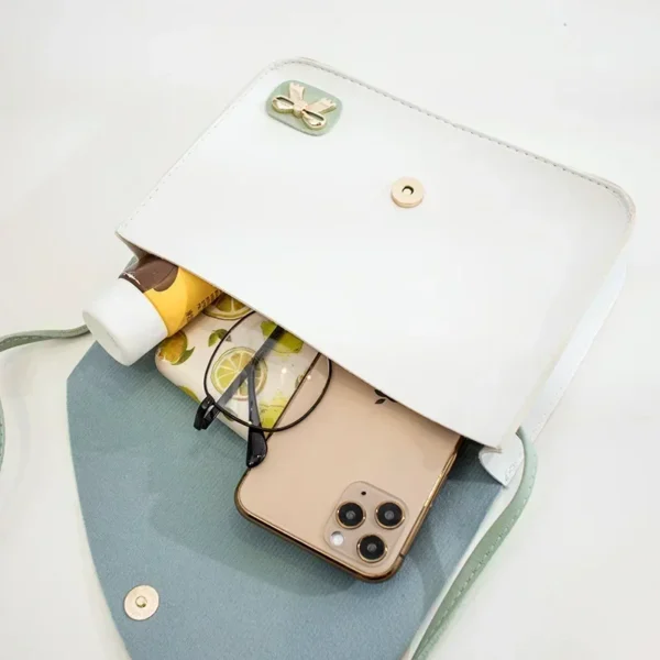 Contrast color Leather Crossbody Bag For Women Travel bag Fashion Simple Shoulder Bag Lady Crossbody Bag - Image 4