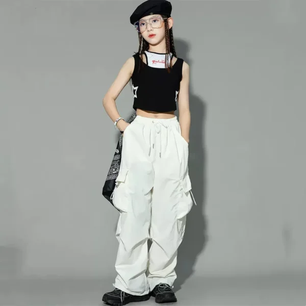 Teen Girls Joggers Pants Loose Casual Fashion Children Straight Trousers Pockets Design Trendy Cool Streetwear Kids Pants 5-14Ys - Image 2