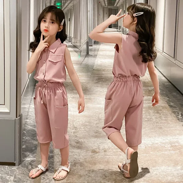 Teen Girls Clothing Vest + Short Clothes For Girls Summer Tracksuit For Girl Casual Style - Image 3