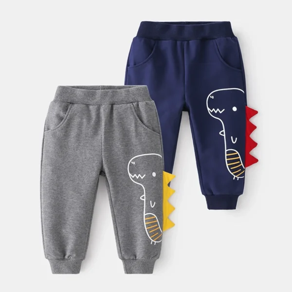 Winter Jacket Boys 5t Boys Drawstring Elastic Pants Toddler Cotton Sweatpants Kid Dinosaur Active Jogger Pants 6 9 Month Pants - Image 2