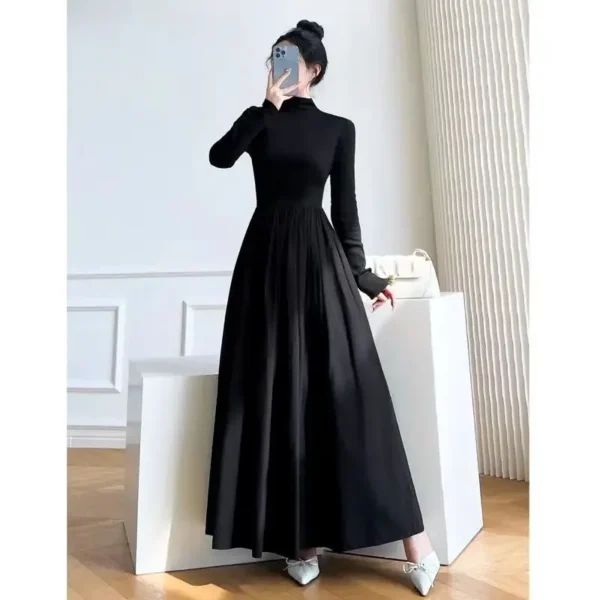 2024 New Slim Long Sleeve Elegant Dress Autumn Winter Thin Casual Temperament Pullovers Women's Clothing Office Lady Simplicity - Image 3