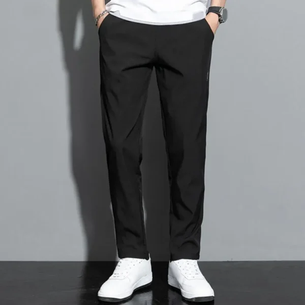 Men Pants Thin Breathable Reinforced Pocket Trousers Quick Dry Straight Leg Men Sports Pants Casual Solid Color Men Trousers