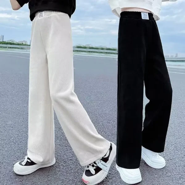 2024 Girls Playwear Children Loose Fashion Sweatpants Kids Trousers Teenager Soft Korean Jogger Casual Black White Pants 4-14Y - Image 2