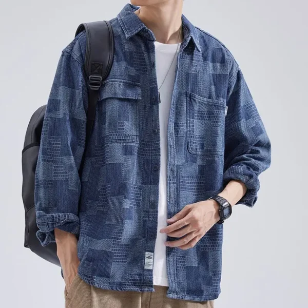 Workwear loose casual long sleeved shirt denim couple shirt jacket