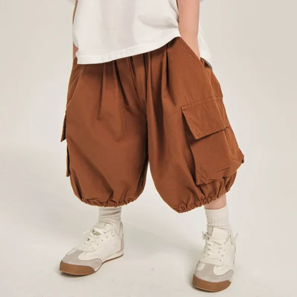Boys' Shorts for Outerwear, Children's Summer Workwear Pants, Korean Version Loose Casual Mid Length Trousers