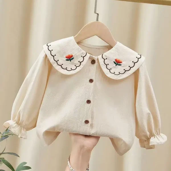 Korean Fashion Doll Shirt Little Girl Fashionable Top Girls Shirt Spring New Shirt Blouse for Girls - Image 2