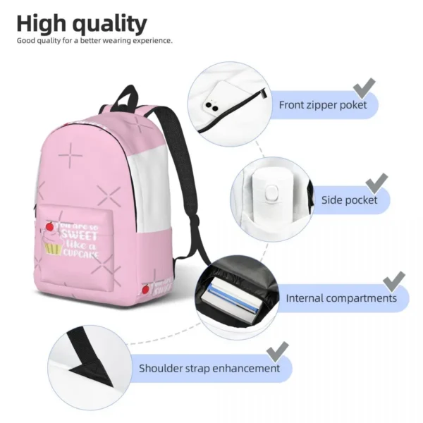 You Re So Sweet Like A Cupcake (Light Pink BG) Simple and stylish backpack Canvas backpack Backpack women - Image 5