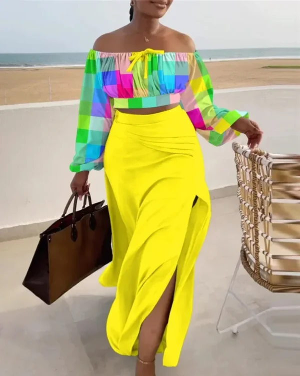 African Clothes for Women Autumn African Long Sleeve Polyester Printing Two Pieces Top Long Skirts Matching Sets African Suit - Image 2