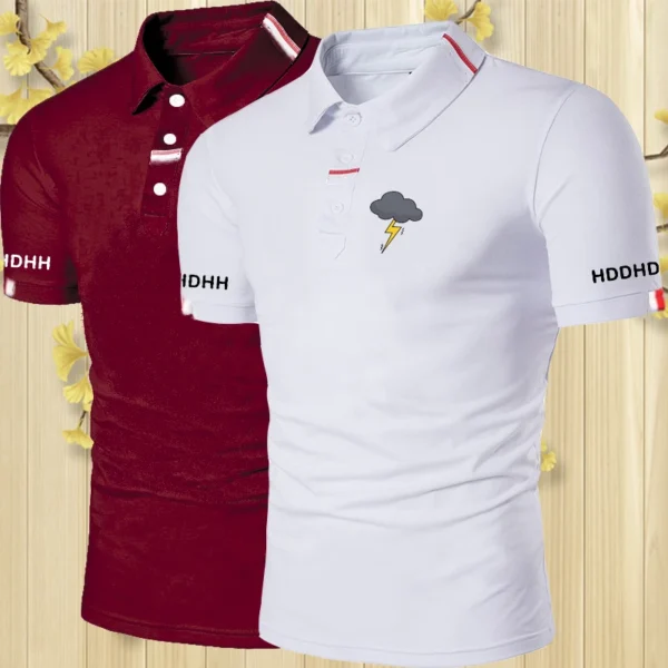 HDDHDHH Brand Print Men's Polo Shirt Print Short Sleeve T-shirt Daily Tops Basic Streetwear Golf Shirt Collar Business