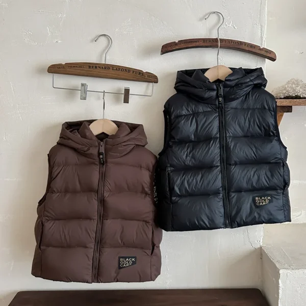 Boys and Girls Padded Hooded Puffer Winter Warm Vest - Image 2