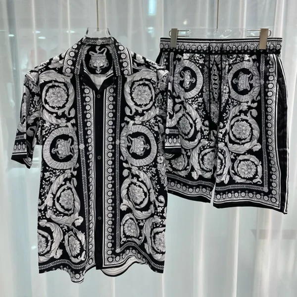 Summer retro mens shirt set3Dprinted beach short sleeved shirt shorts casual travel mens Hawaiiantwo-piecesuitcomfortable casual