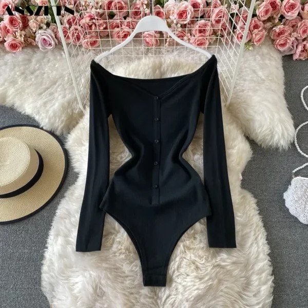 Women Solid Sport Active Wear One Piece Long Sleeve Strapless Lady Jumpsuits - Image 4