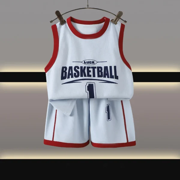 2Pcs 2025 Summer New Boys Kids Basketball Sets Boy Sleeveless Vest Shorts Sets Baby Korean Children's Top And Bottom Clothes Set - Image 3