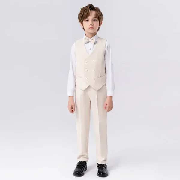 Child Fomal Dress Suit Set British Style Baby Boys Wedding Birthday Party Performance Costume Kids Blazer Pants Bowtie Clothes - Image 4