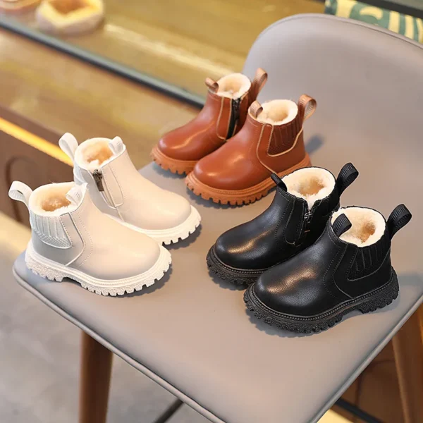 Winter Simple Kid's Boot Warm Toddler Boots Girl Trend British Style Children Fashion Boys Causal Cotton Boots Ankle Versatile