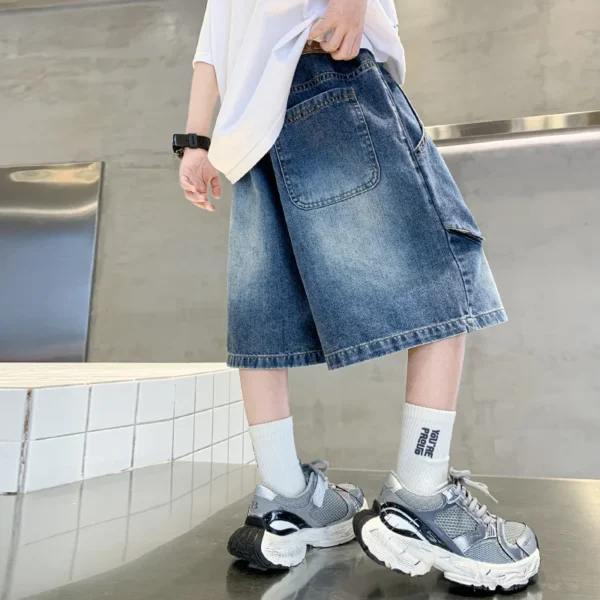 New Fashion Kids Child Unique Designer Summer Denim Shorts with Pocket for Teens Boy Casual Jeans Cargo Shorts 5 7 9 11 13 14 T - Image 3