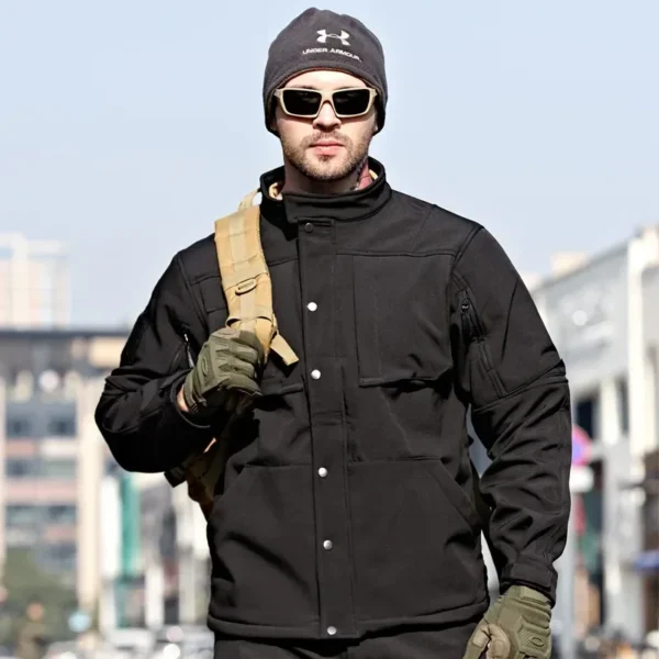 Waterproof Shark Skin Tactical Sets Mens Thicken Fleece New Soft Shell Combat Jackets+windproof Warm Cargo Pant 2 Piece Set - Image 5