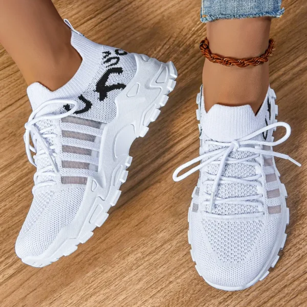 Women Sneakers Leopard Print Platform Fashion Sneakers Flight Woven Low-Top Running Shoes Light Comfortable Lace-Up Casual Shoes - Image 4