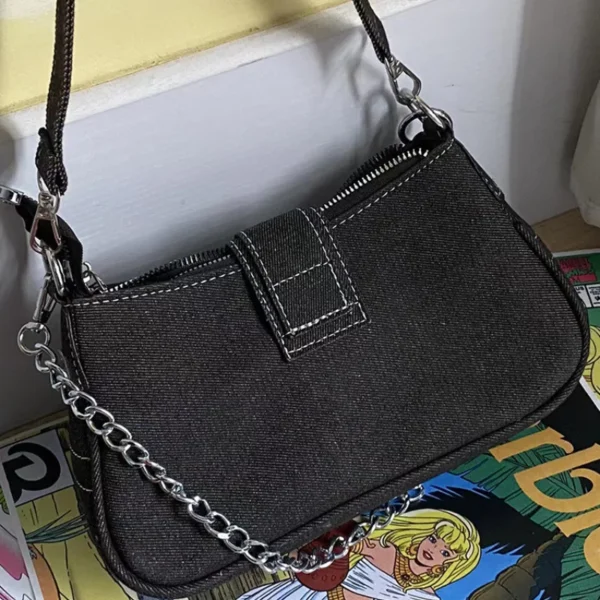 Y2K Fashion Women's Handbags Armpit Bag Denims Shoulder Bag Underarm Bag Girls Fashion Chain Handbag - Image 2