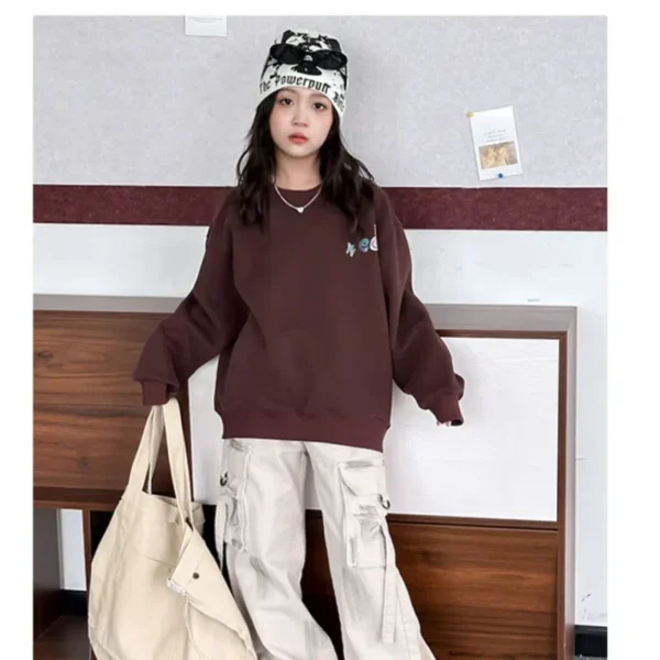 Children Round Neck Pullover Autumn Spring Long Sleeved T-shirts Women Print Hoodies Round Neck Pullover Fashion Hip Hop - Image 6