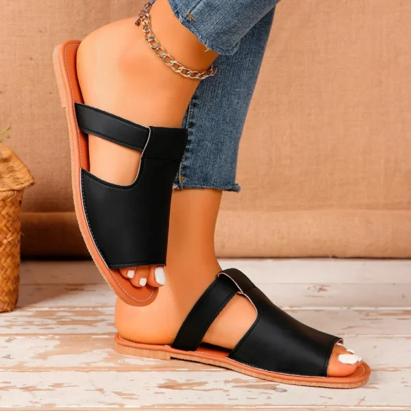 2025 spring/summer fashion new large size women flat small sandals temu solid color beach sandals - Image 2