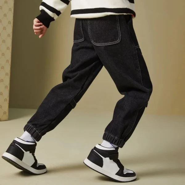 IENENS Child Boys Jeans Teens Casual Trousers 2025 New Elastic Waist Pants 4-11 Years Fashion Slim Denim Pants - Image 4