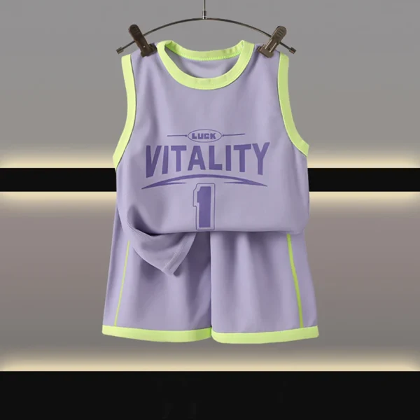 2Pcs 2025 Summer New Boys Kids Basketball Sets Boy Sleeveless Vest Shorts Sets Baby Korean Children's Top And Bottom Clothes Set - Image 4