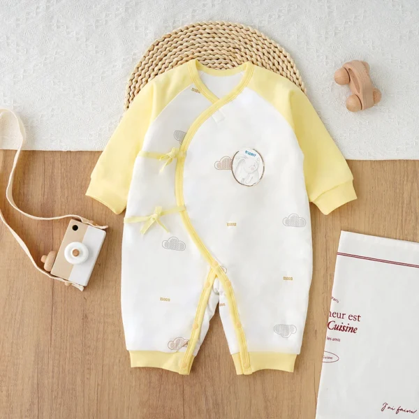 Moon Rabbit Thin Cotton Jumpsuit Newborn Printed Clothing Boys and Girls Romper Long Sleeved Pajamas Set Cartoon Casual Bodysuit - Image 2