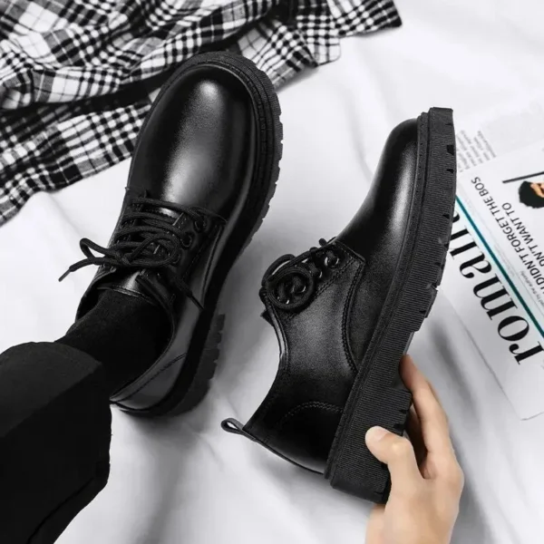 Men's Shoes Black Fashion Business Leather Shoe Platform Oxfords Anti-slip Thick Male Derby Shoe Loafers
