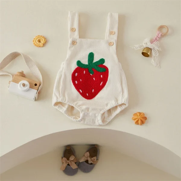 Tregren 0-18M Newborn Infant Toddler Baby Girls Romper Strawberry Rainbow Embroidery Jumpsuit Overall Summer Clothing - Image 3