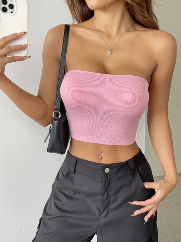 New Fashion Women Tube Top Strapless Backless Vest Solid Slim Fit Summer Ladies Crop Top For Club Party Hot Sale XS-L