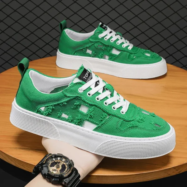 2025 New Green Canvas Shoes Summer Comfortable Wear-resistant Versatile Board Shoes Trendy Men's Casual Vulcanized Shoes Tenis