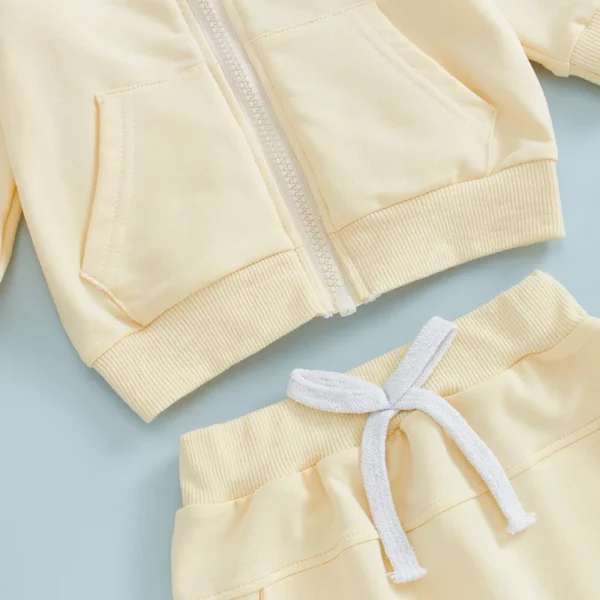 Autumn Toddler Baby Girl Outfit Long Sleeve Zipped Hoodie with Sweatpants Infant Clothing Set Fall Winter Clothes - Image 3