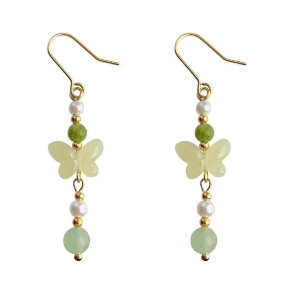 Natural Jade Butterfly Earrings 18K Gold Plated Designer Accessories Women Gemstones Charm Jewelry Luxury Amulet Fashion Gift - Image 6