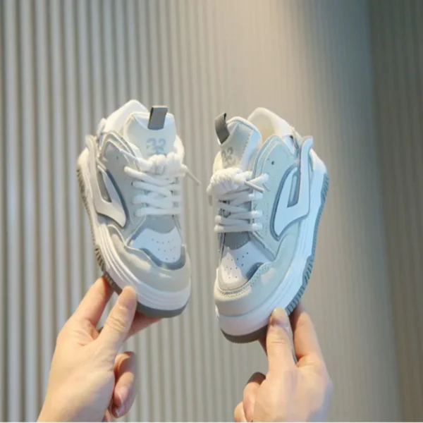 Children's Sports Shoes 2025 Spring Autumn New Boys' Casual Board Shoes High Top Girls' White Shoes Soft Soled Baby Bread Shoes