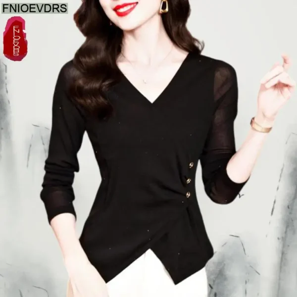Office Shirts Basic Wear New Design 2025 Women Long Sleeve Elegant Fashion Work Lady Button Peplum Short Tops Dot Blouses