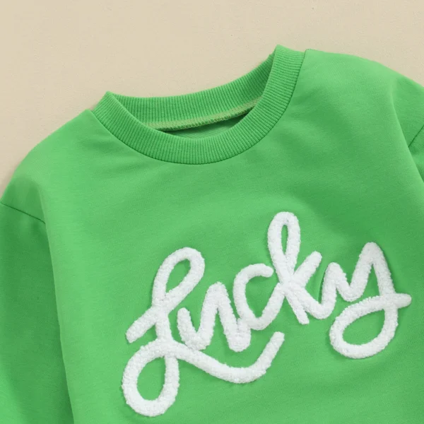 Baby Girls Boys Irish Day Romper Long Sleeve Crew Neck Letter Embroidery Casual Sweatshirt Romper St. Patrick 's Day Outfit - Image 4