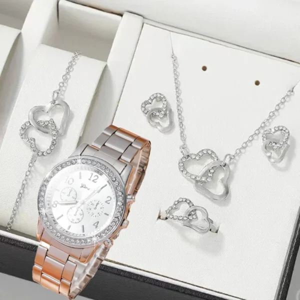 6PCS Set Womens Fashion Quartz Watch Female Clock Rose Red Butterfly Luxury Brand Design Women Watches Simple Ladies Wrist Watch - Image 6