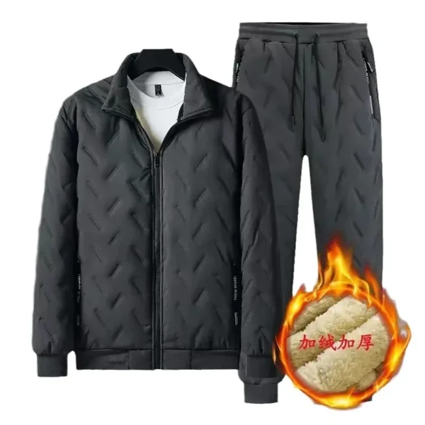 Men Tracksuit Suits Winter Fashion Thick Warm Parka Jacket Pants 2 Piece Sets Oversized Casual Man Clothing Sets Male Sportswear - Image 3
