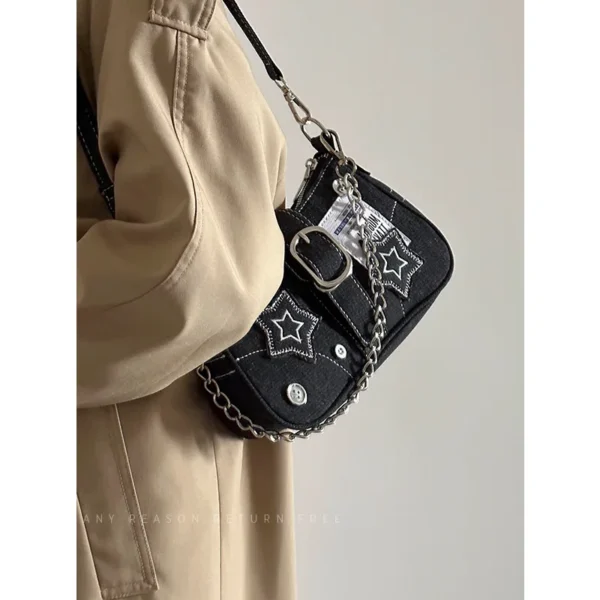 Y2K Fashion Women's Handbags Armpit Bag Denims Shoulder Bag Underarm Bag Girls Fashion Chain Handbag - Image 3
