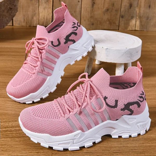 Women Sneakers Leopard Print Platform Fashion Sneakers Flight Woven Low-Top Running Shoes Light Comfortable Lace-Up Casual Shoes - Image 2