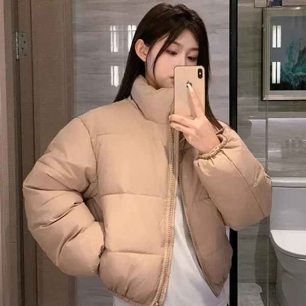 2025 Winter New Short Down Cotton Jackets Coat Women Parkas Casual Loose Drawstring Slim Puffer Jacket Outwear Preppy Clothes - Image 2