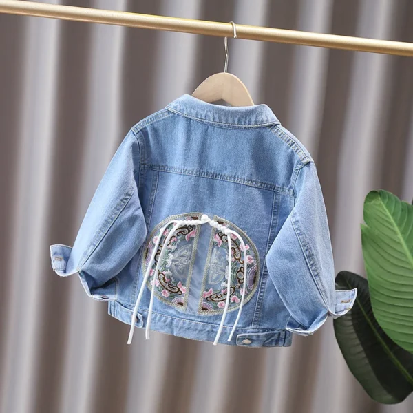 Girls' Denim Jacket with Western Style Embroidered Baby Long Sleeved Top 2025 Spring and Autumn Casual Jacket Outerwear - Image 5